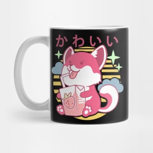 Kawaii Aesthetics Japanese Strawberry Milk Shake かわいい Fox - Purple- Strawberry Milk Mug